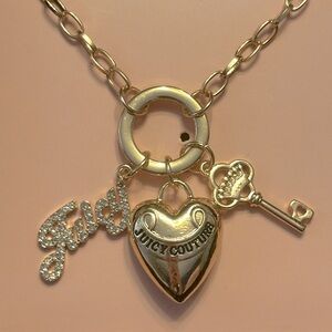 juicy couture charm necklace with heart  and key